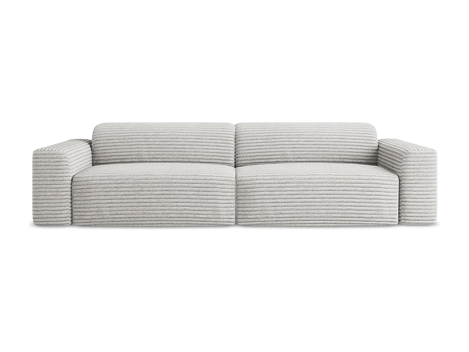 Canapé modulable 4 places en velours côtelé - gris clair - KELI
