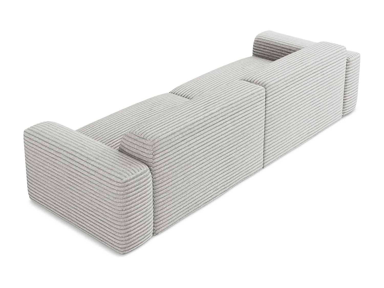 Canapé modulable 4 places en velours côtelé - gris clair - KELI