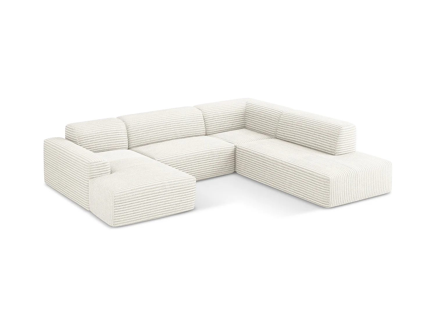 Große Wohnlandschaft Rechts - - Cord - Hell beige - KELI