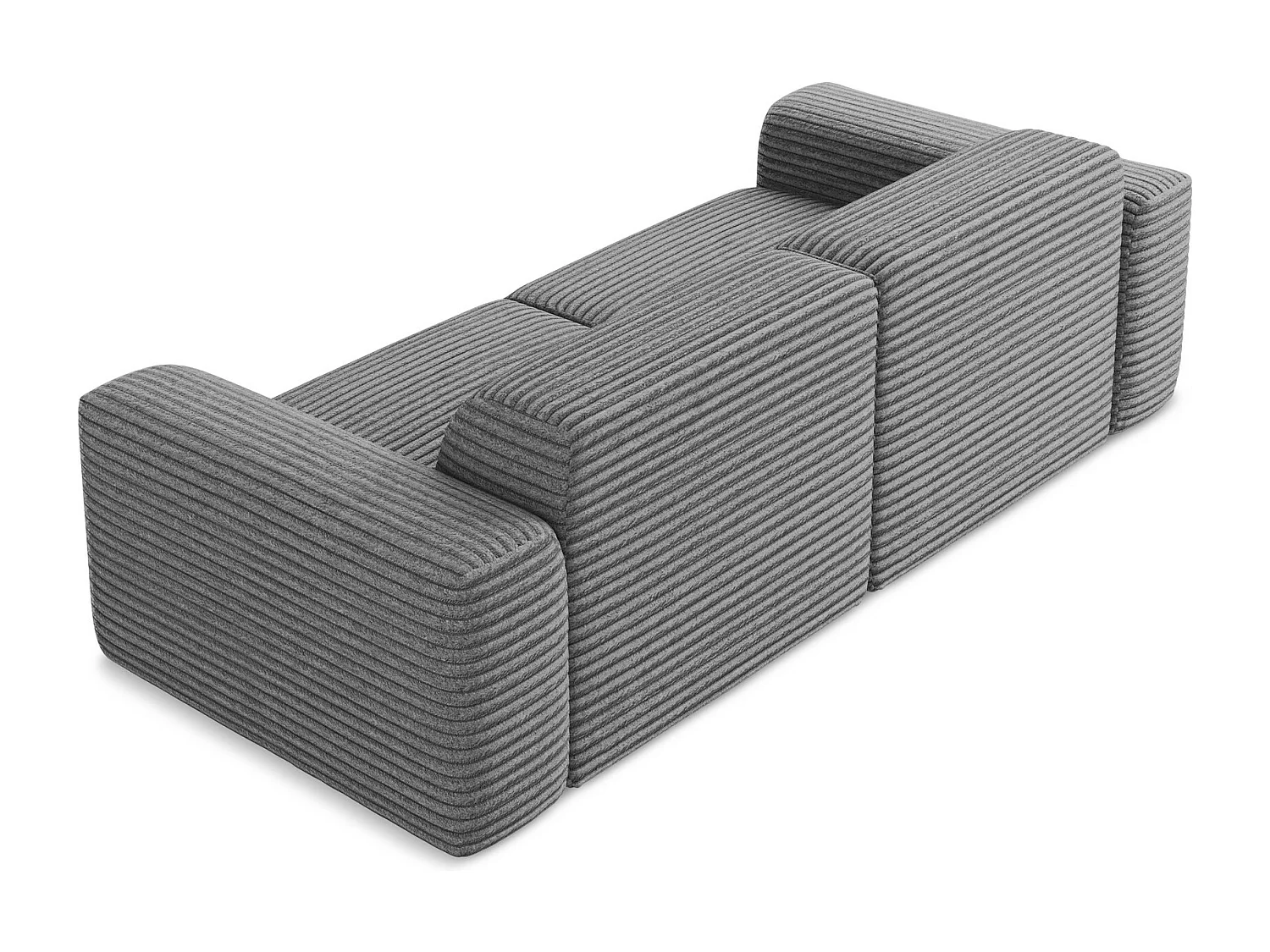 Sofá modular 3 lugares em cotelê cinza escuro - KELI