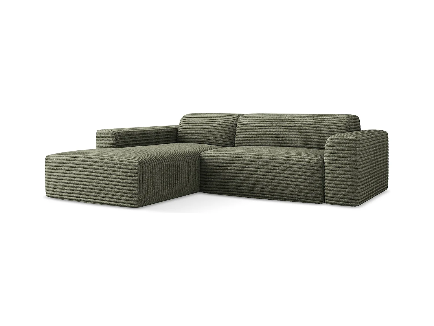 3-Sitzer Modulares Ecksofa - Ecke Links - Cord - Olive - KELI