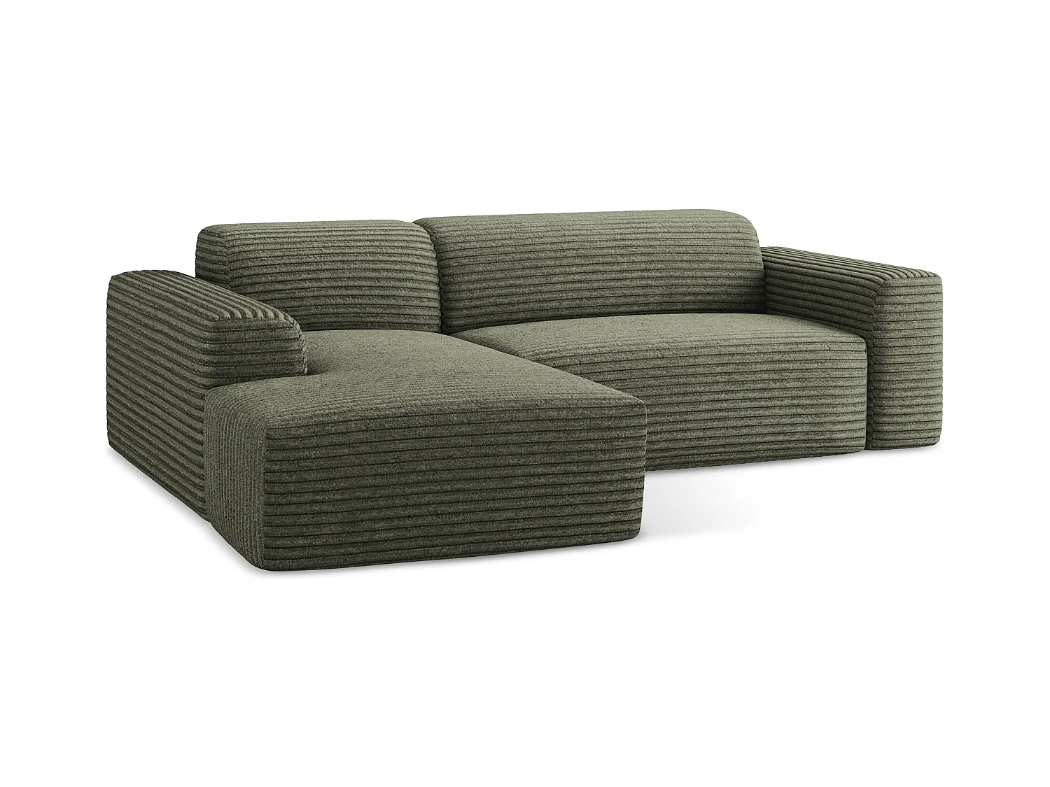 3-Sitzer Modulares Ecksofa - Ecke Links - Cord - Olive - KELI