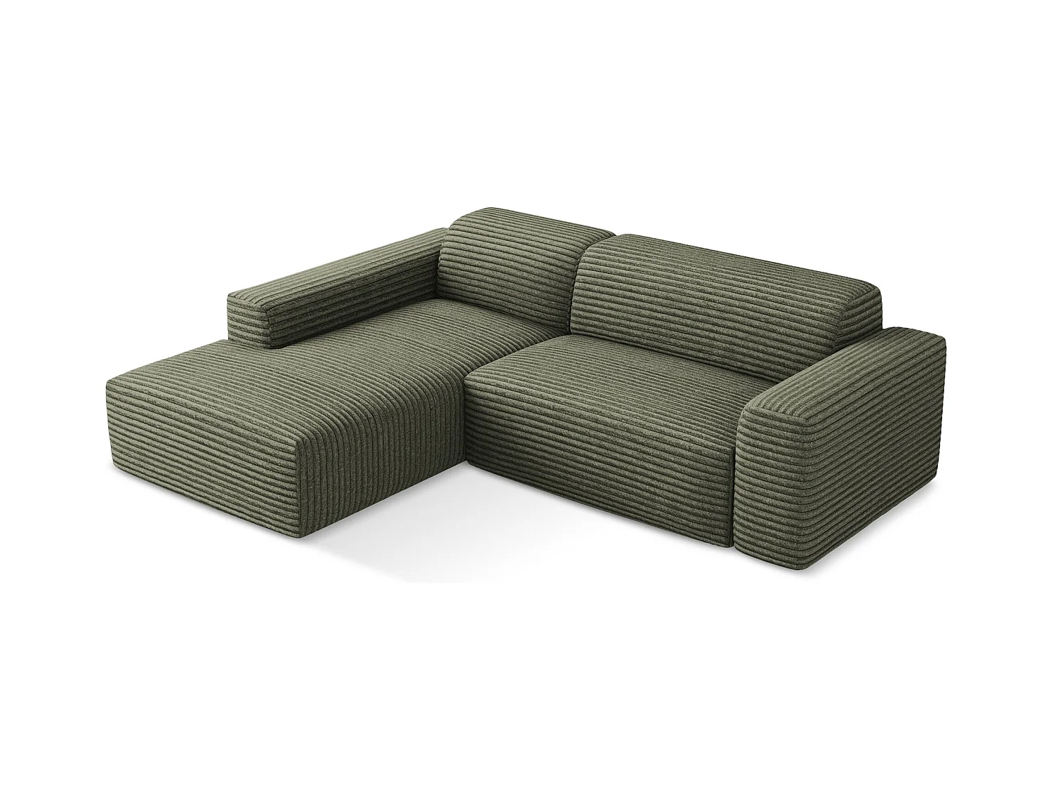 3-Sitzer Modulares Ecksofa - Ecke Links - Cord - Olive - KELI