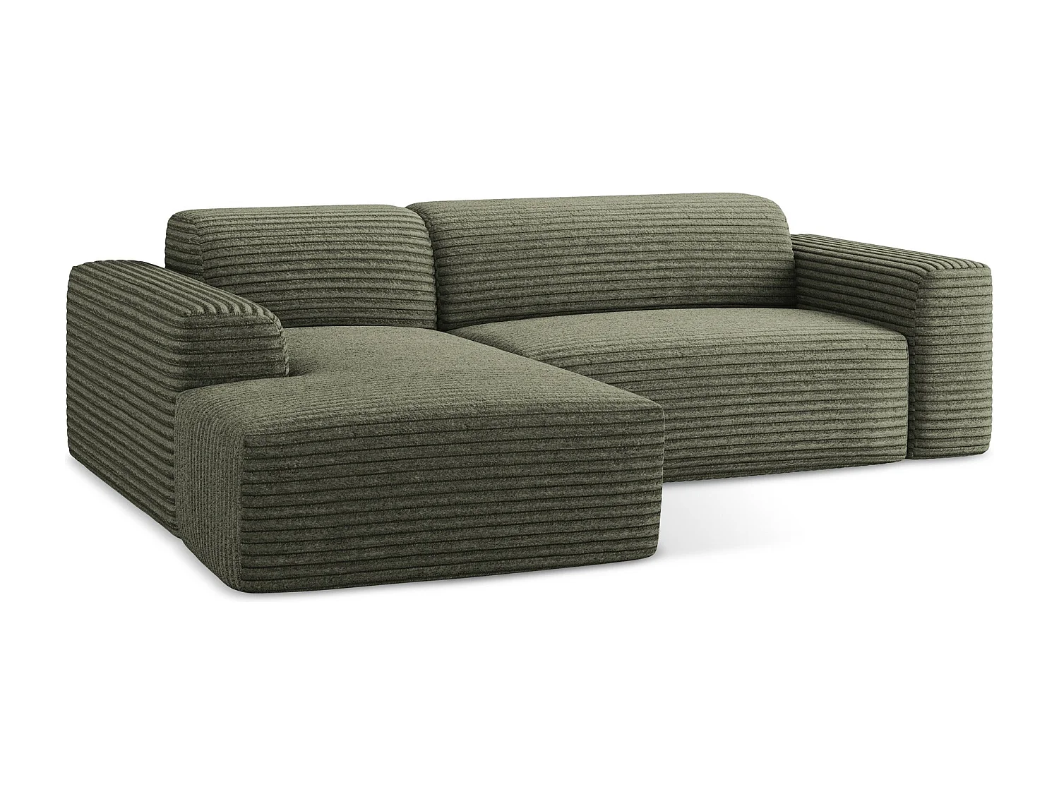 3-Sitzer Modulares Ecksofa - Ecke Links - Cord - Olive - KELI
