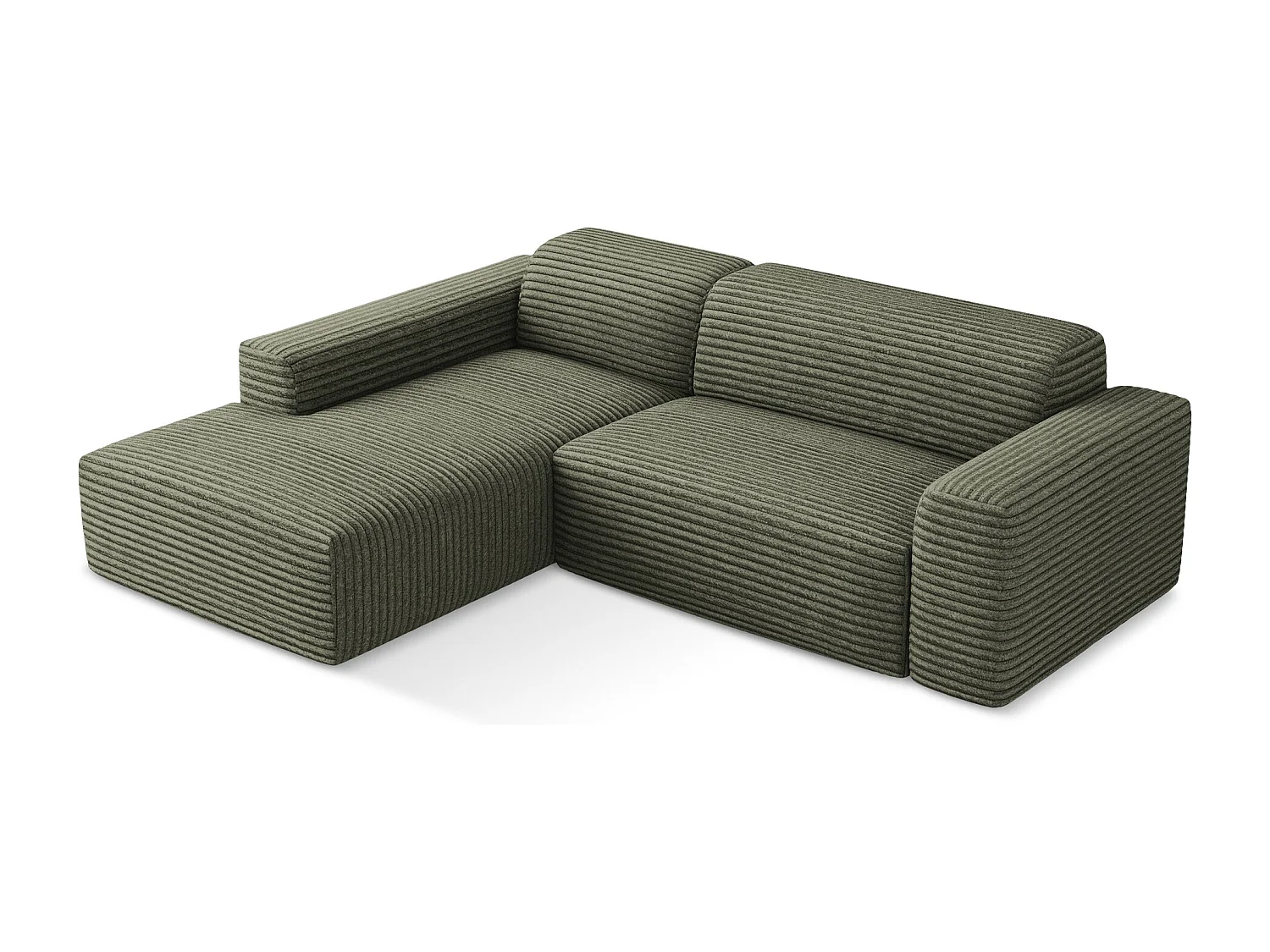 3-Sitzer Modulares Ecksofa - Ecke Links - Cord - Olive - KELI