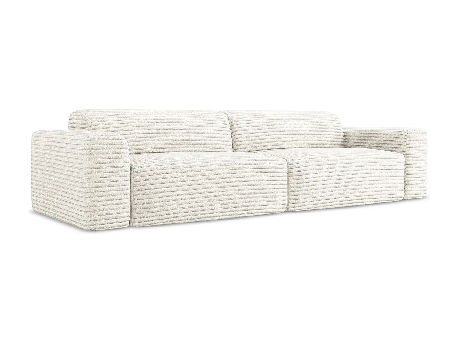 Vierzits modulaire bank van lichtbeige ribfluweel - KELI