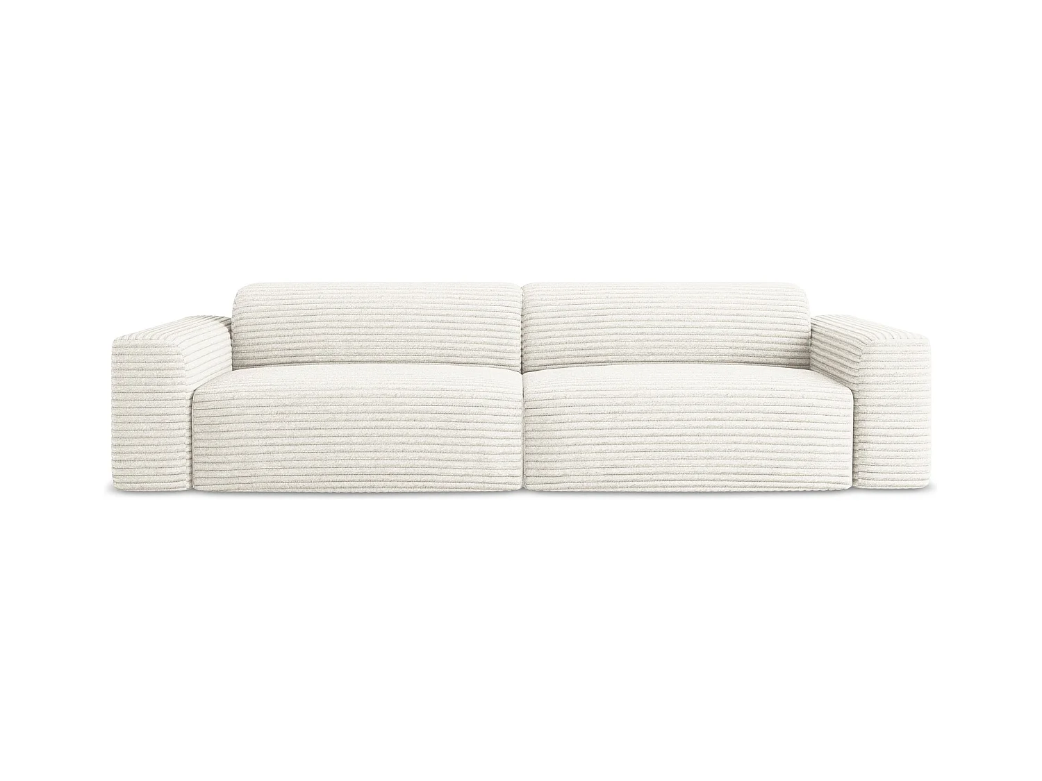 Vierzits modulaire bank van lichtbeige ribfluweel - KELI