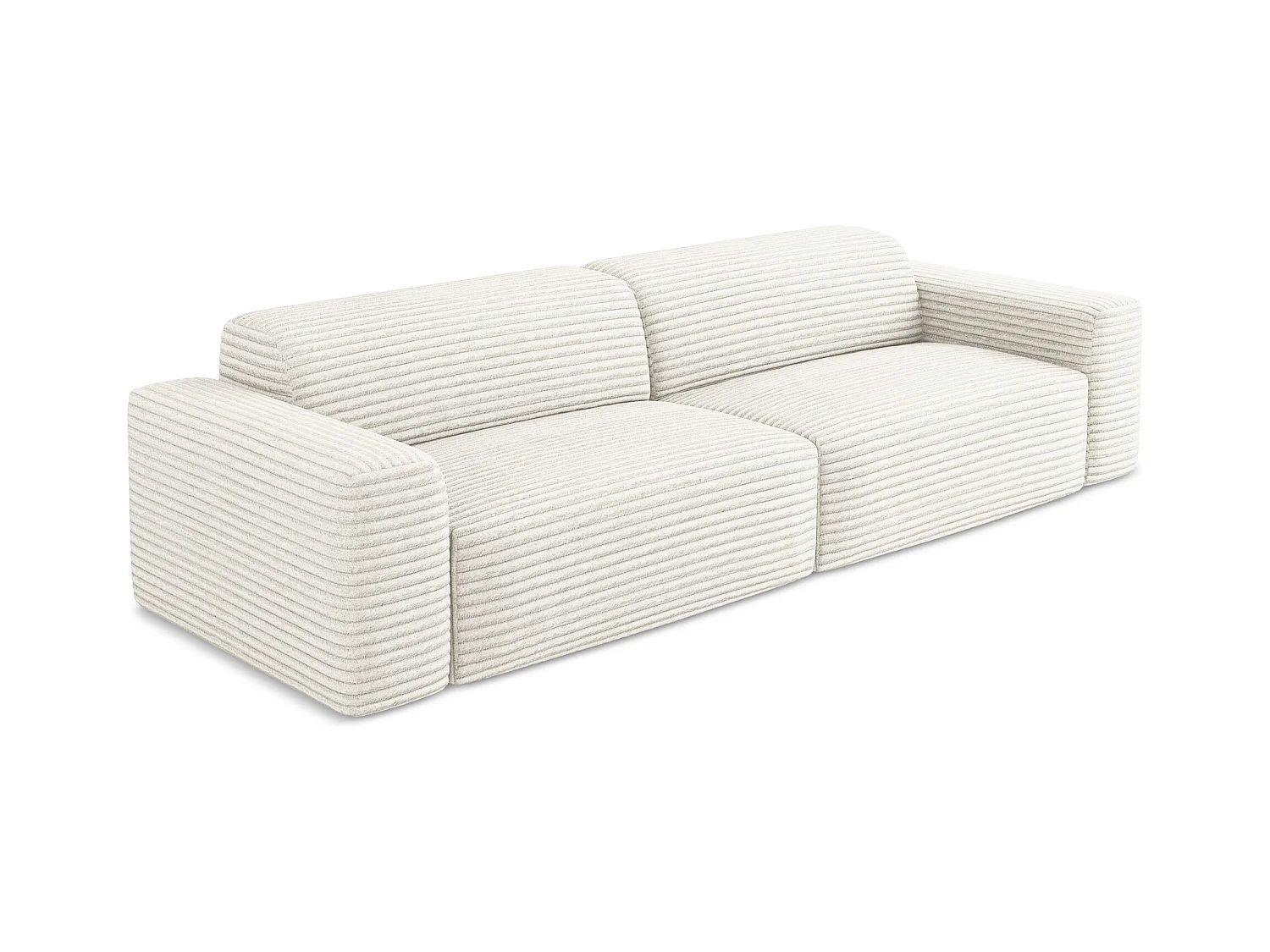 Vierzits modulaire bank van lichtbeige ribfluweel - KELI