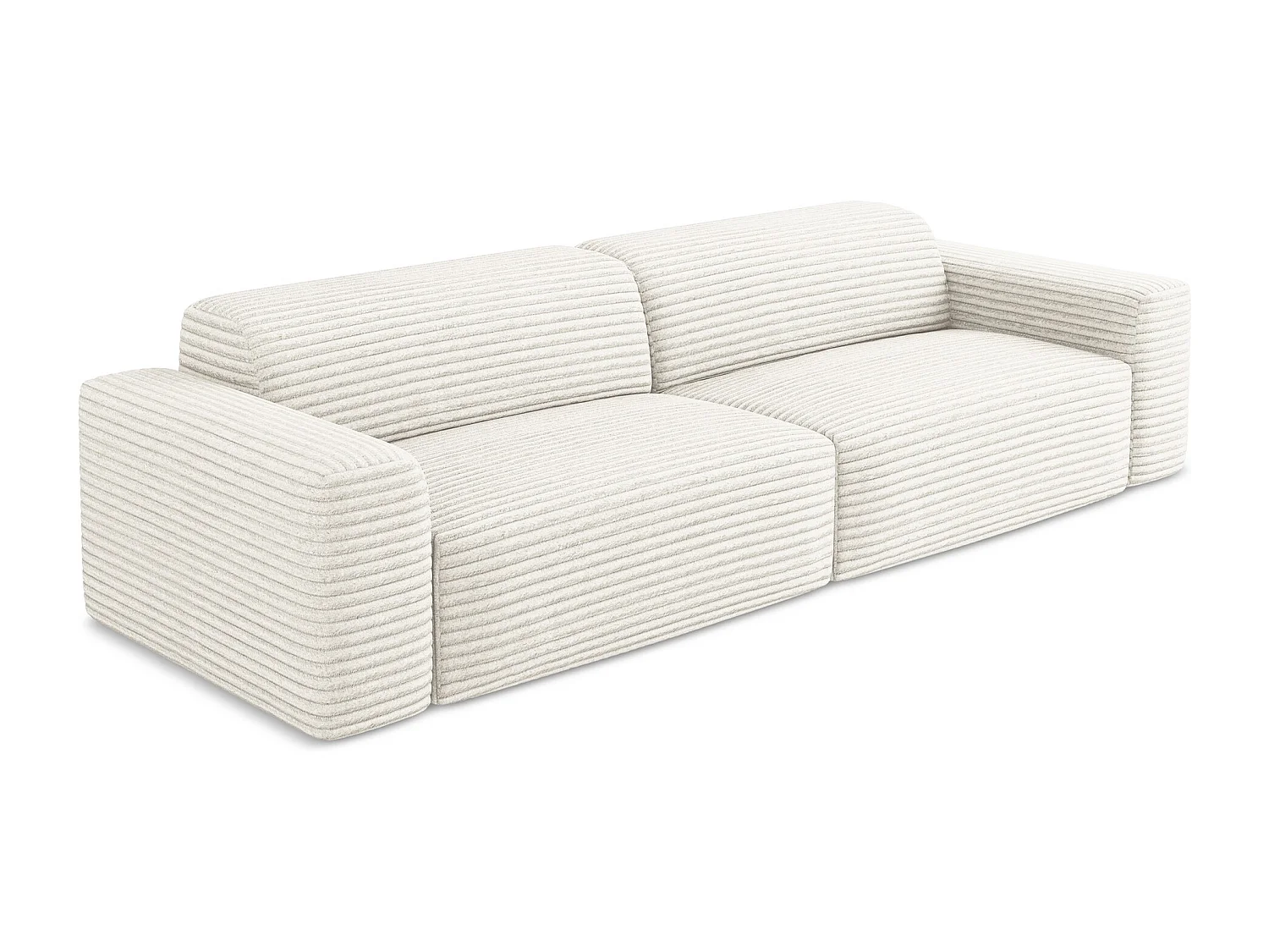 Canapé modulable 4 places en velours côtelé - beige clair - KELI