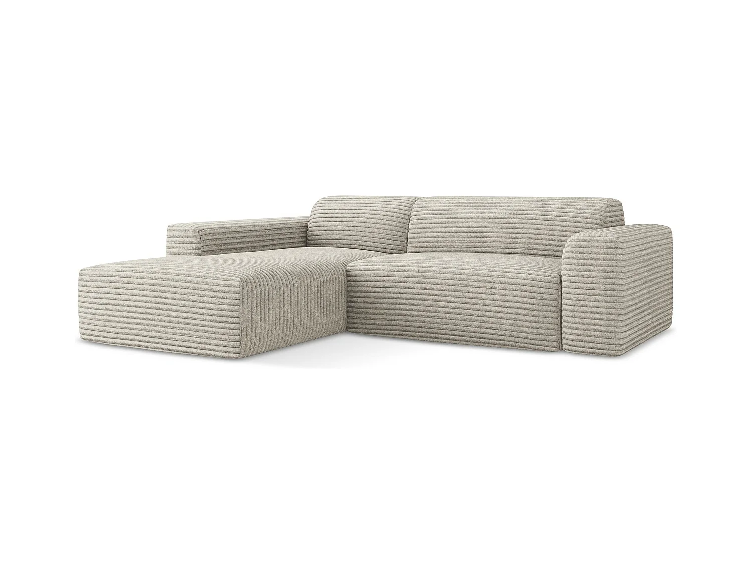 Canapé d'angle 3 places modulaire gauche en velours côtelé - beige foncé - KELI
