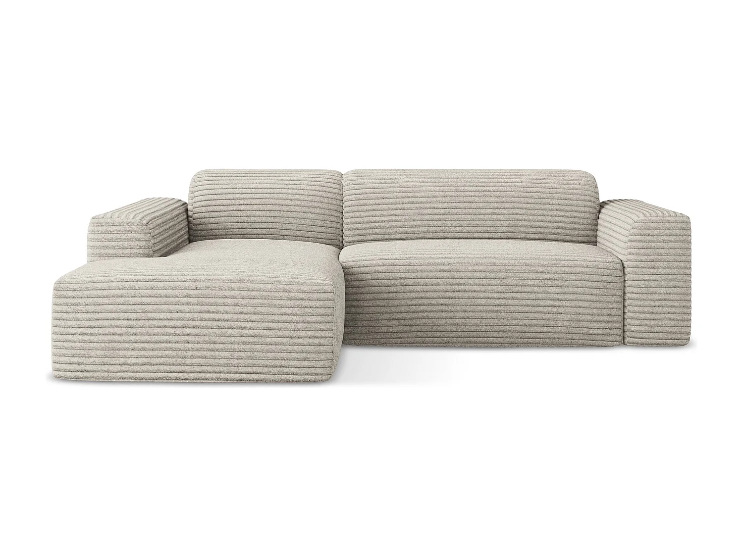 Canapé d'angle 3 places modulaire gauche en velours côtelé - beige foncé - KELI