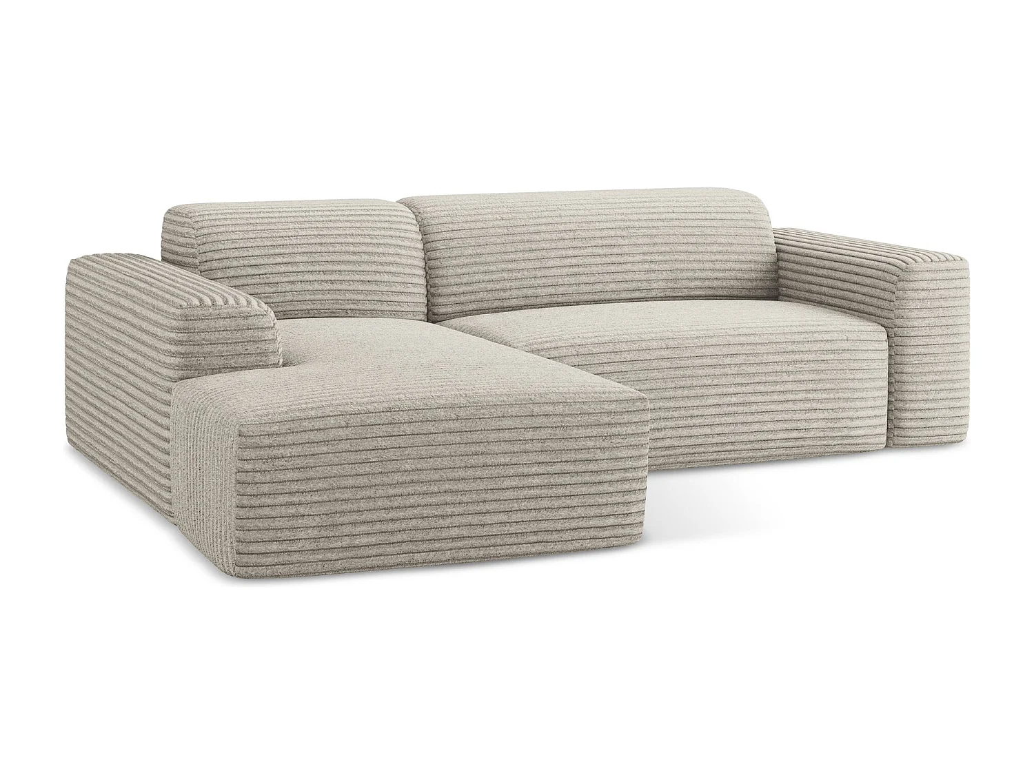 Canapé d'angle 3 places modulaire gauche en velours côtelé - beige foncé - KELI