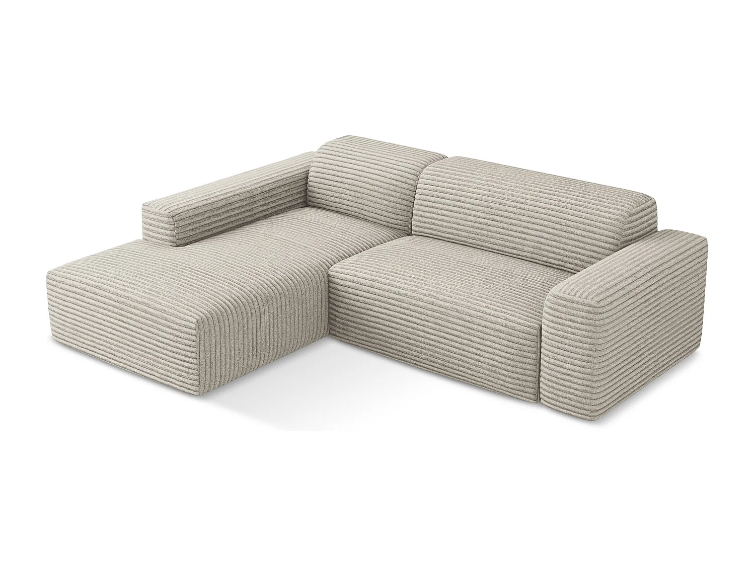 Canapé d'angle 3 places modulaire gauche en velours côtelé - beige foncé - KELI