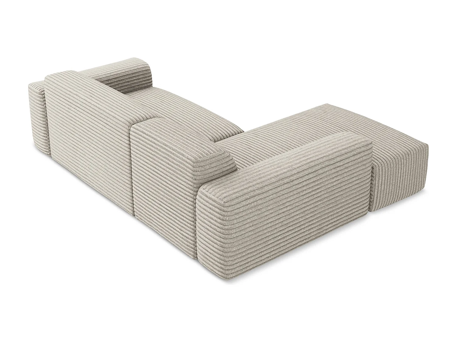 Canapé d'angle 3 places modulaire gauche en velours côtelé - beige foncé - KELI