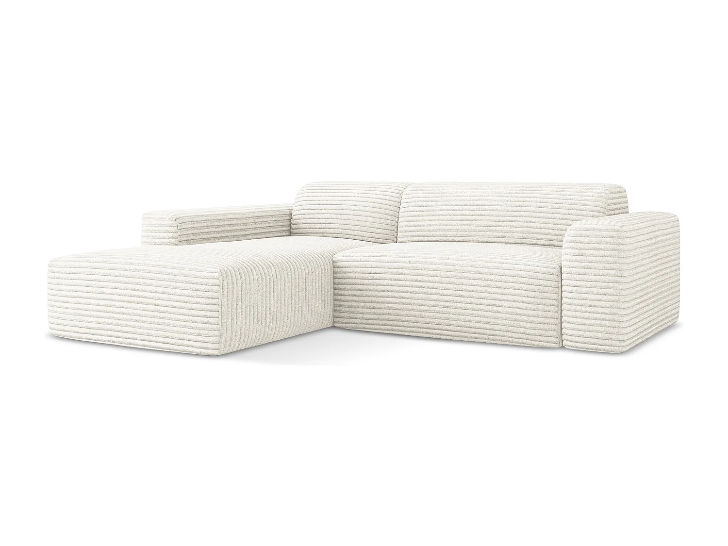 3-Sitzer Modulares Ecksofa - Ecke Links - Cord - Hell beige - KELI