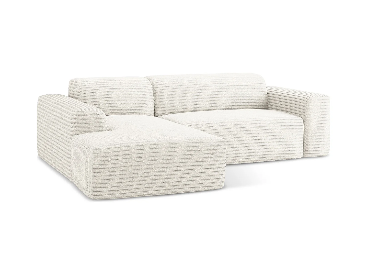 3-Sitzer Modulares Ecksofa - Ecke Links - Cord - Hell beige - KELI