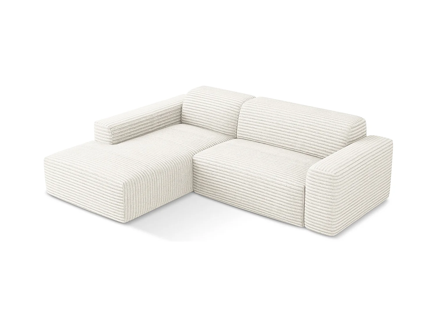 3-Sitzer Modulares Ecksofa - Ecke Links - Cord - Hell beige - KELI