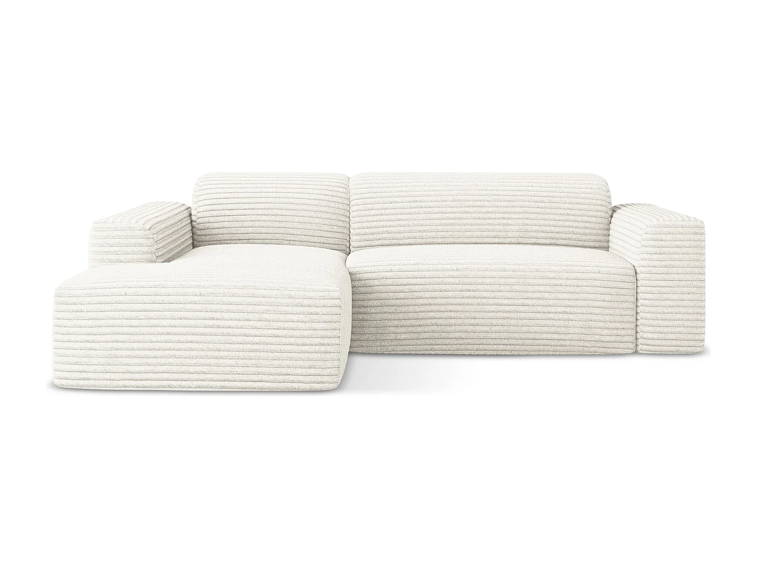 Modulaire hoekbank links van lichtbeige ribfluweel - KELI