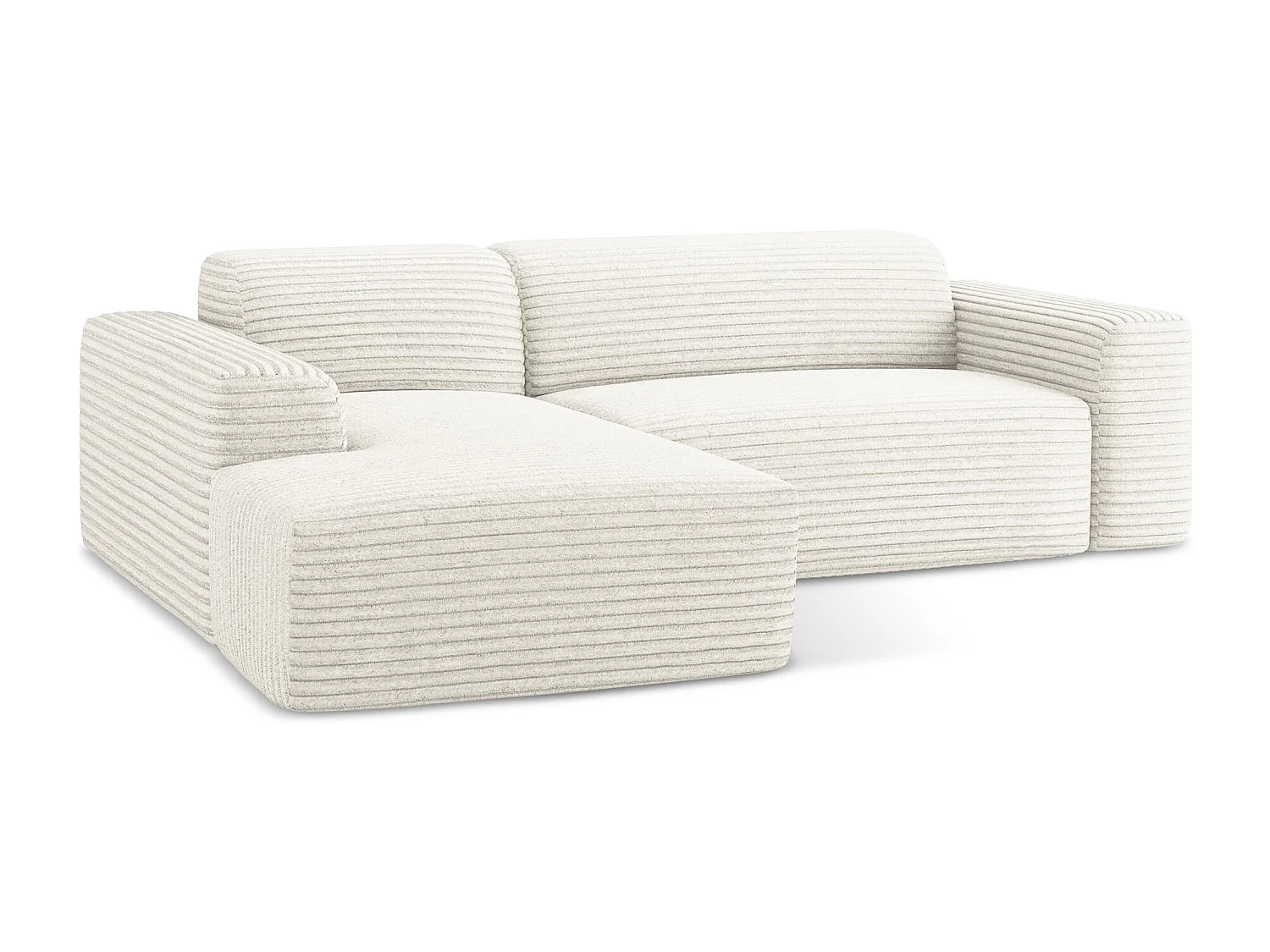 Modulaire hoekbank links van lichtbeige ribfluweel - KELI