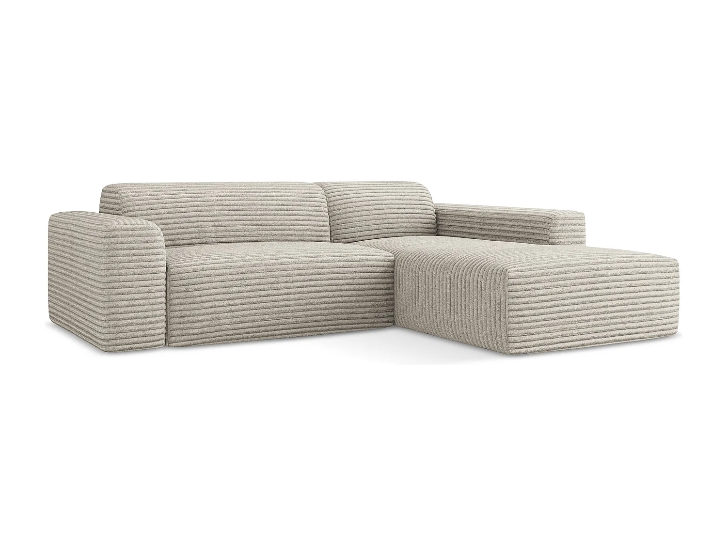 Modulaire hoekbank rechts van donkerbeige ribfluweel - KELI