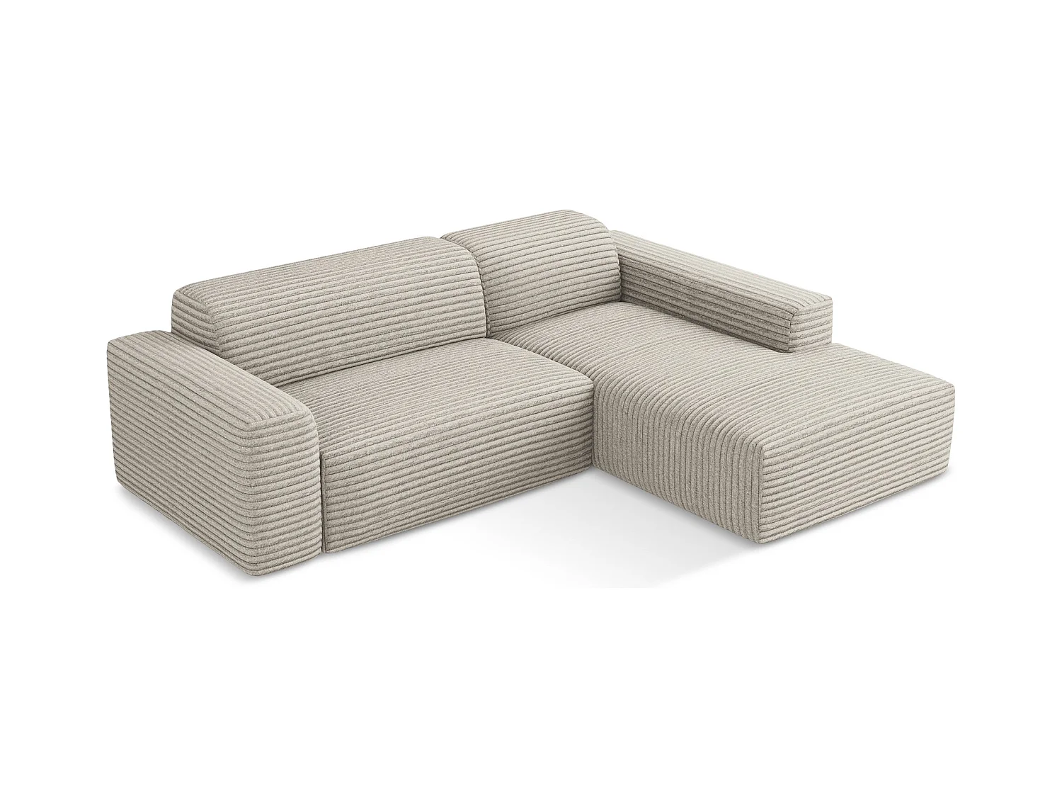 Modulaire hoekbank rechts van donkerbeige ribfluweel - KELI