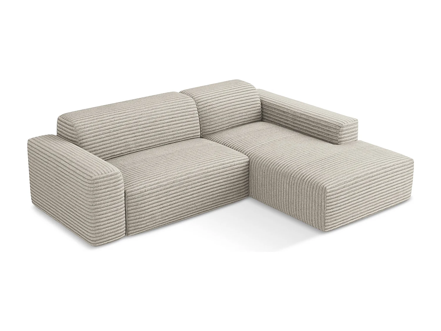 Modulaire hoekbank rechts van donkerbeige ribfluweel - KELI