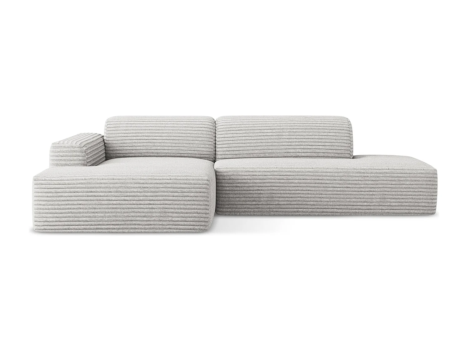 3-Sitzer Modulares Ecksofa - Ecke Rechts - Cord - Hellgrau - KELI