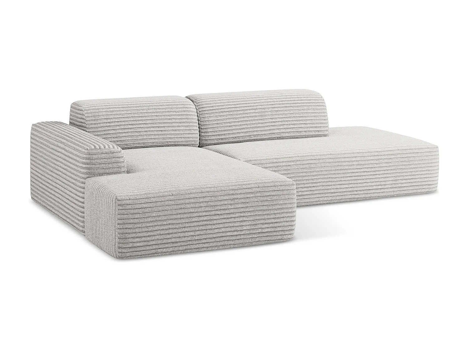 3-Sitzer Modulares Ecksofa - Ecke Rechts - Cord - Hellgrau - KELI