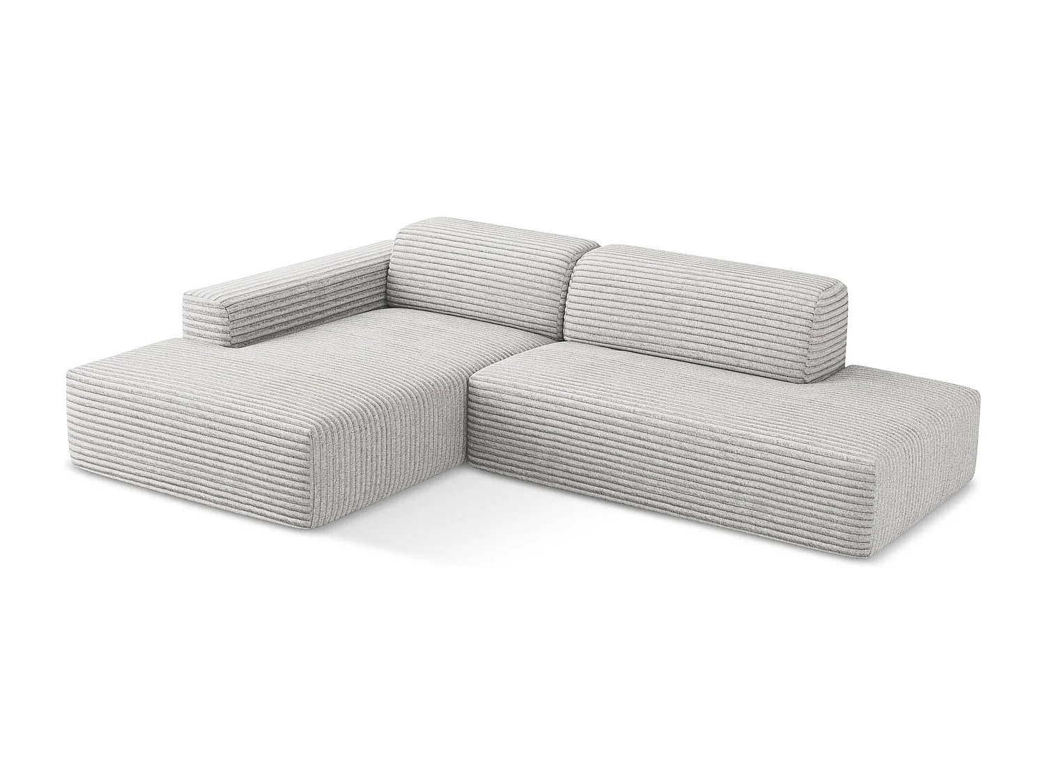 3-Sitzer Modulares Ecksofa - Ecke Rechts - Cord - Hellgrau - KELI