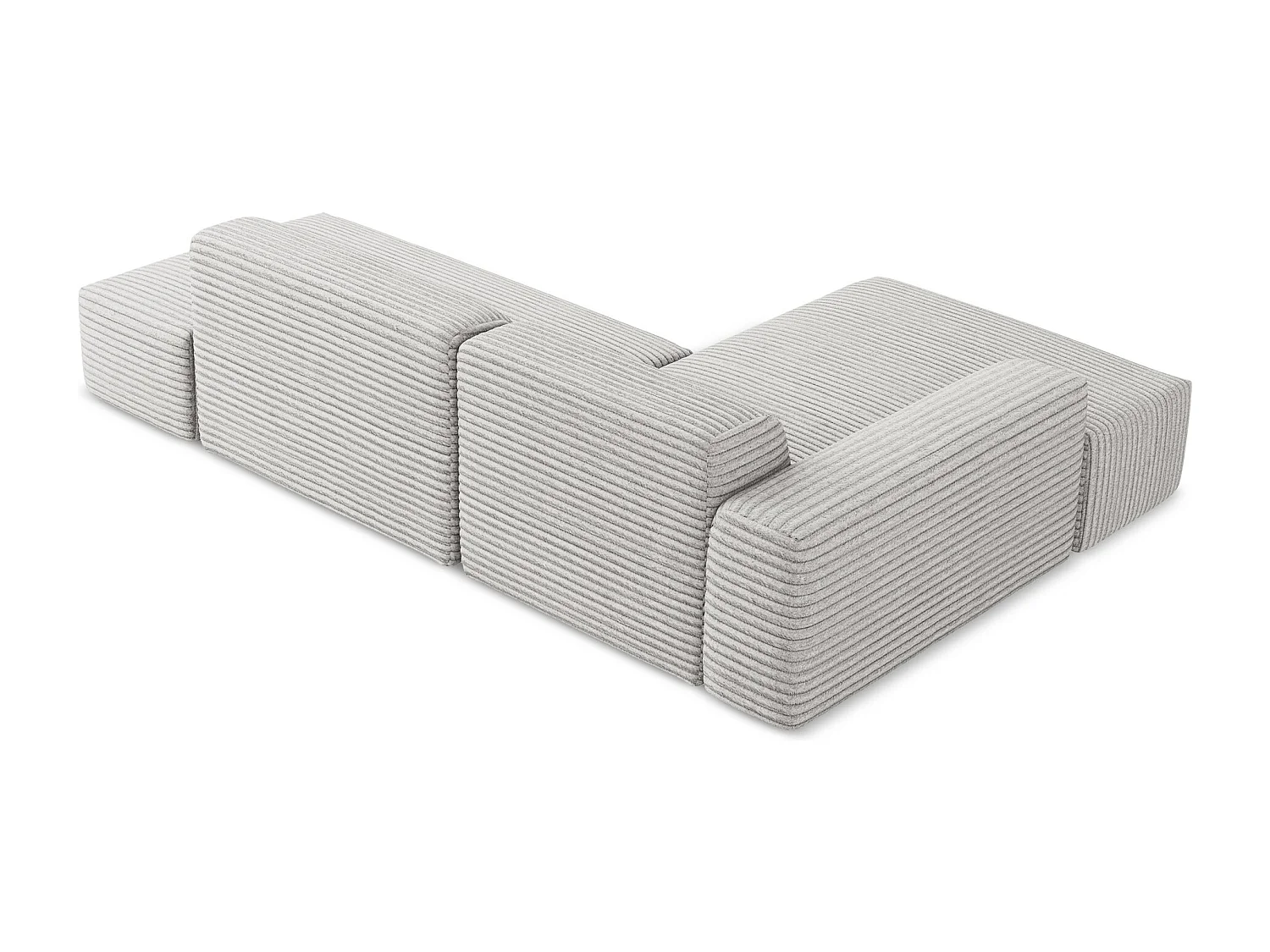 3-Sitzer Modulares Ecksofa - Ecke Rechts - Cord - Hellgrau - KELI
