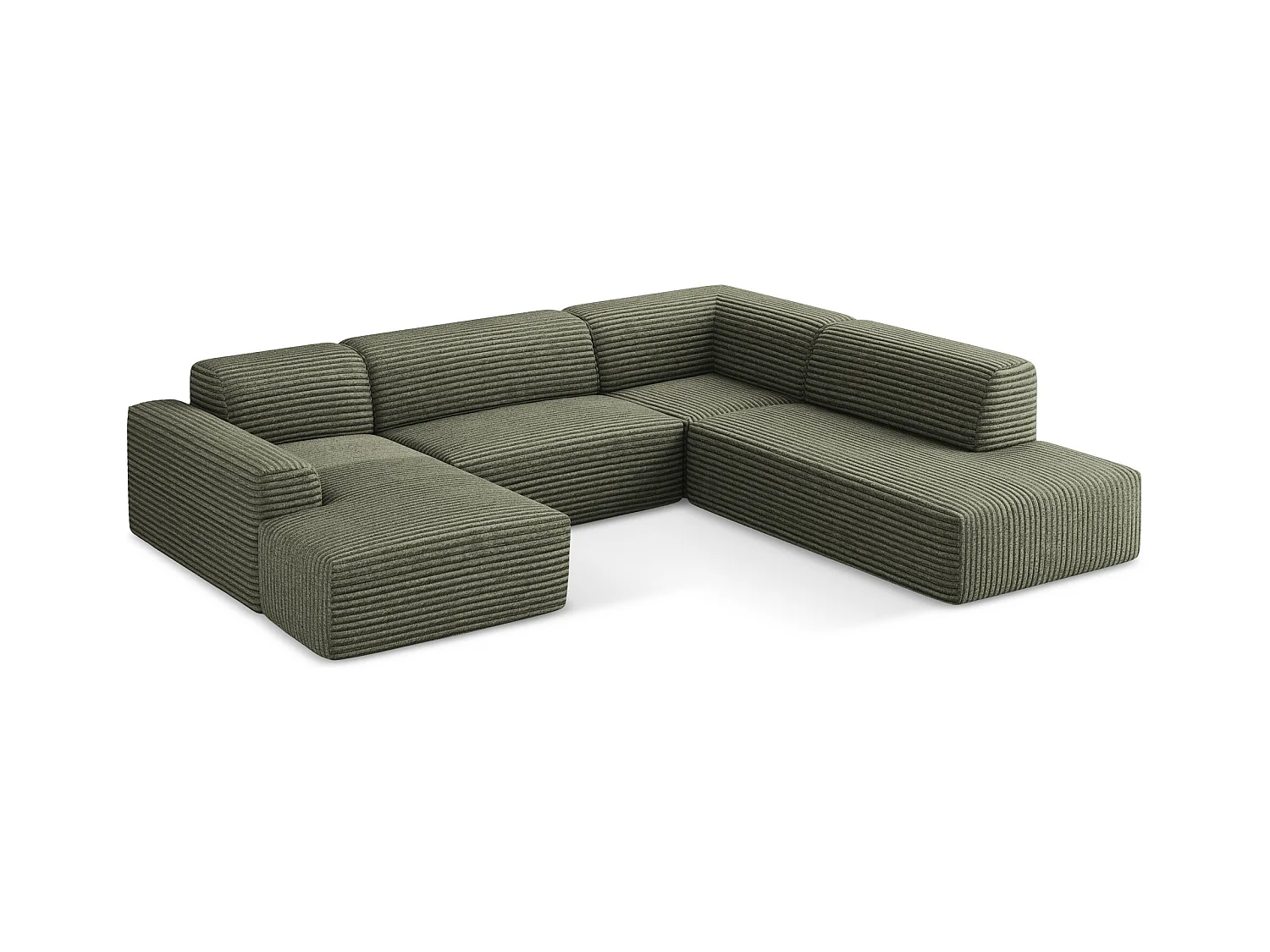 Große Wohnlandschaft Rechts - - Cord - Olive - KELI