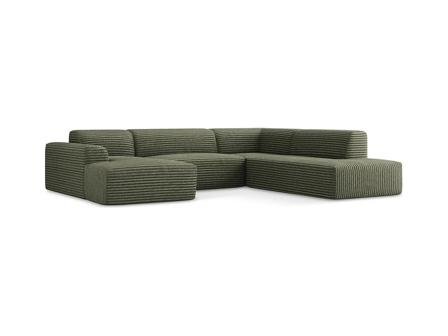Große Wohnlandschaft Rechts - - Cord - Olive - KELI
