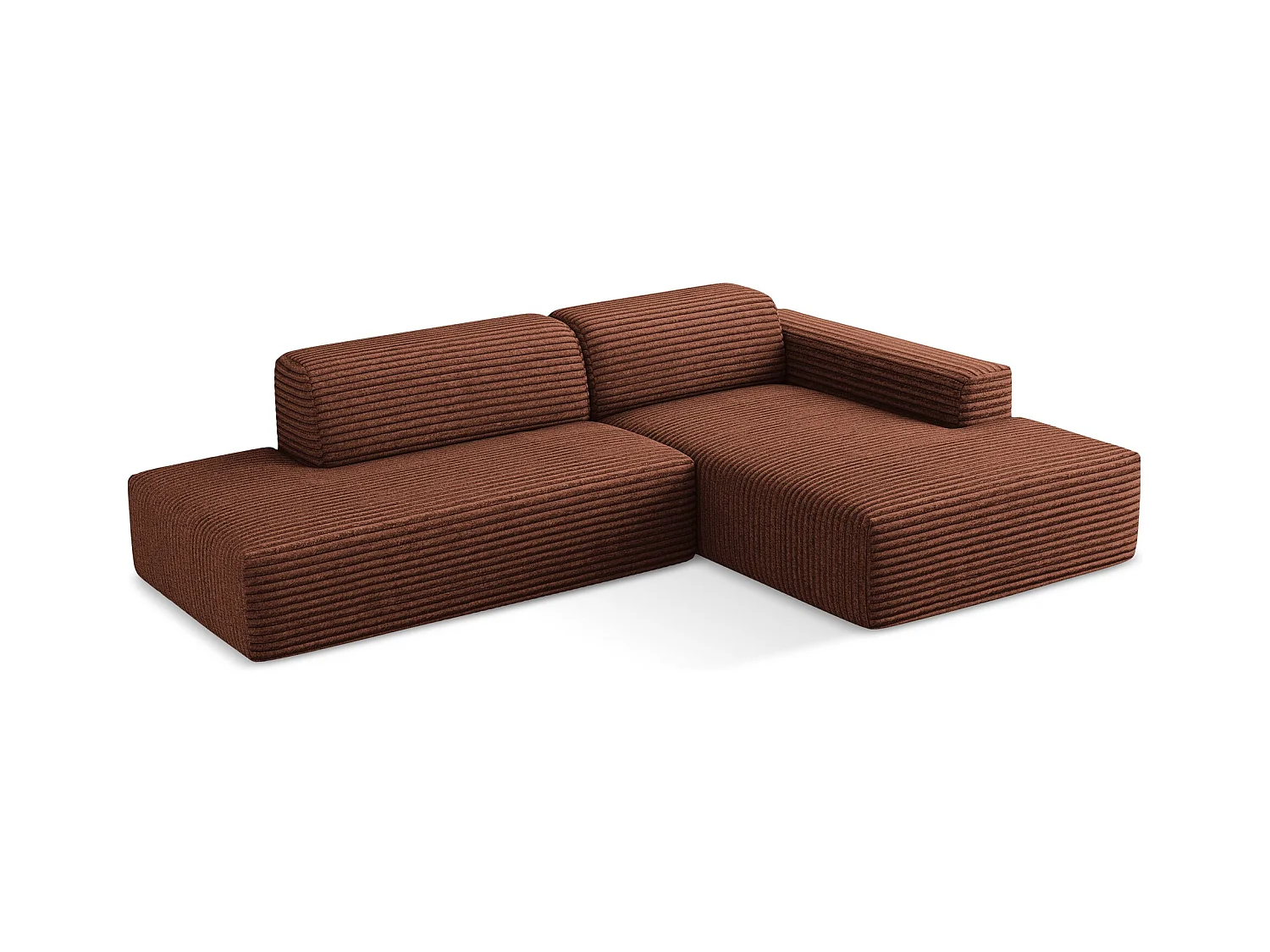 3-Sitzer Modulares Ecksofa - Ecke Links - Cord - Terrakotta - KELI