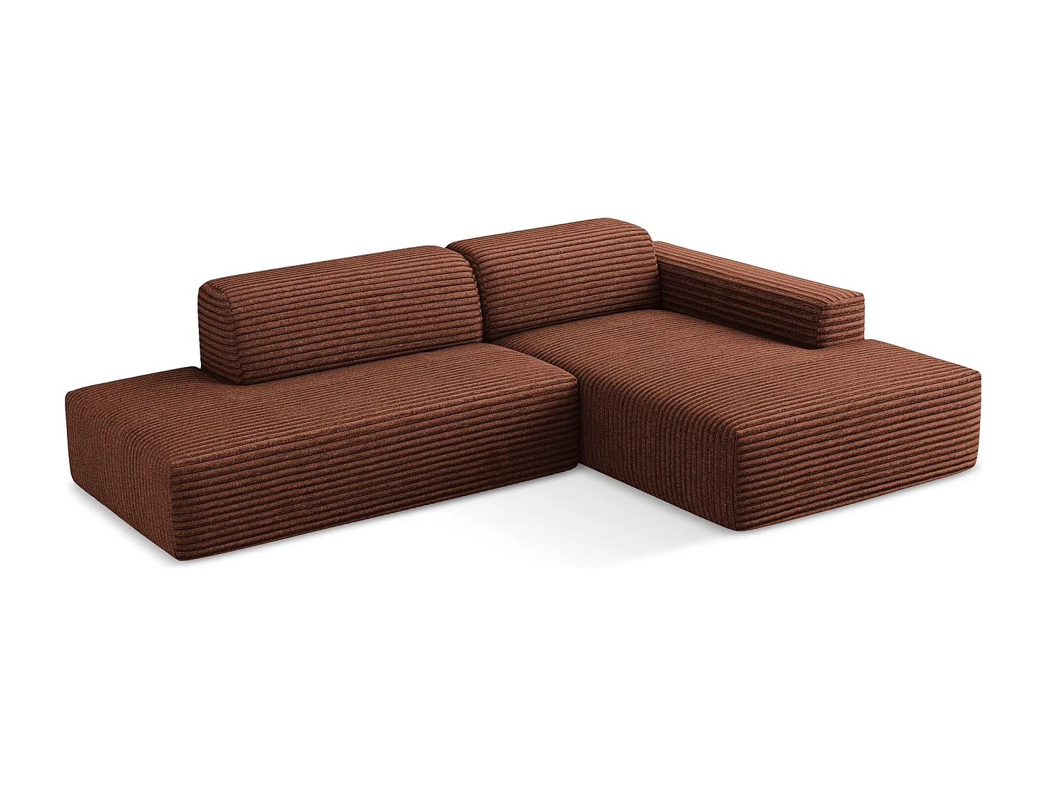 Modulaire hoekbank links van terracotta ribfluweel - KELI