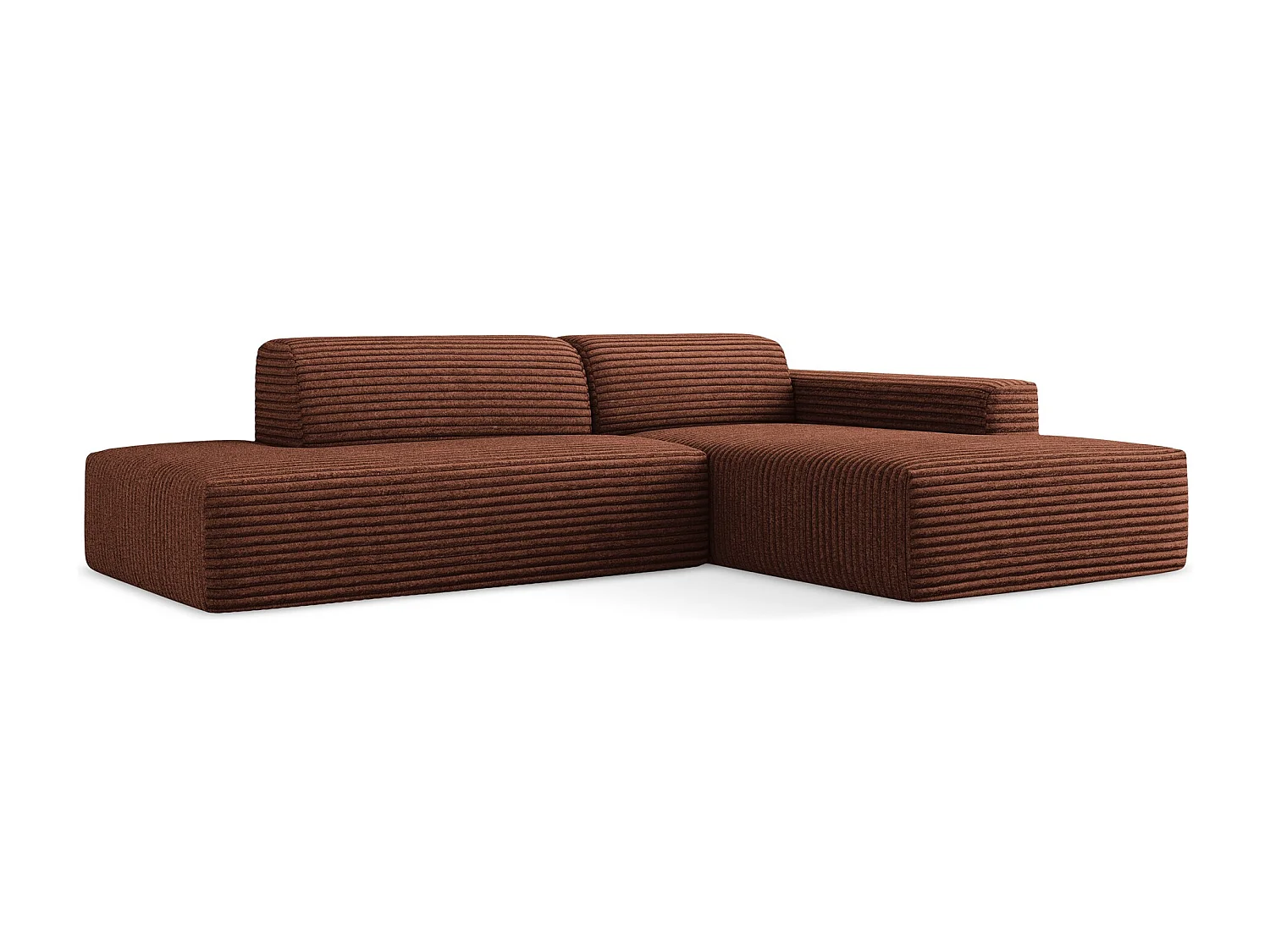 Modulaire hoekbank links van terracotta ribfluweel - KELI