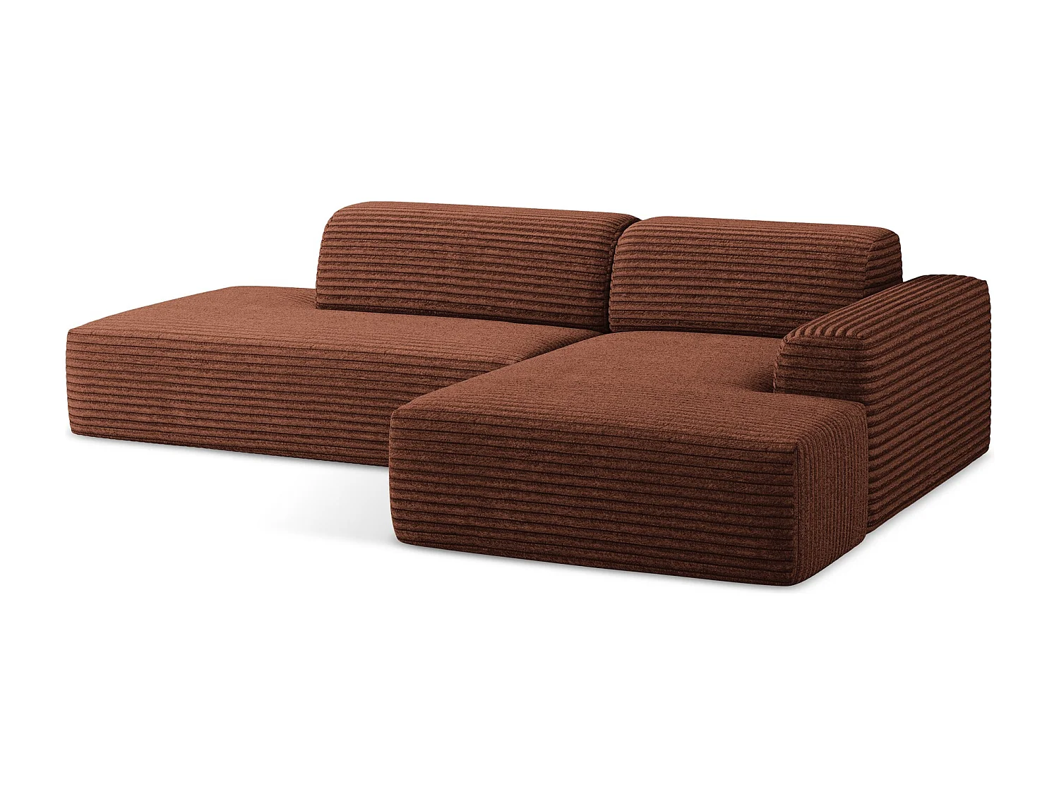 Modulaire hoekbank links van terracotta ribfluweel - KELI