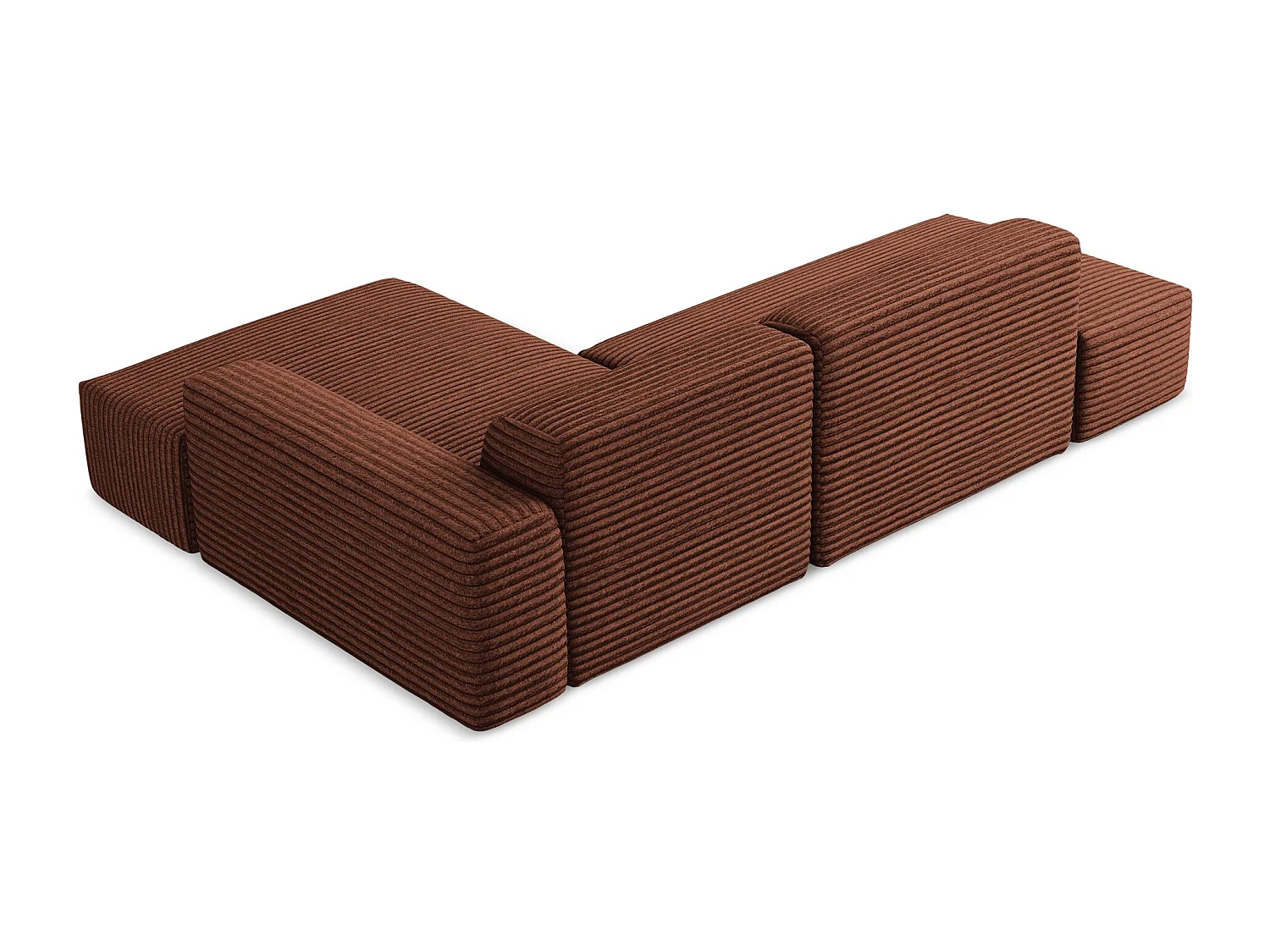 Modulaire hoekbank links van terracotta ribfluweel - KELI