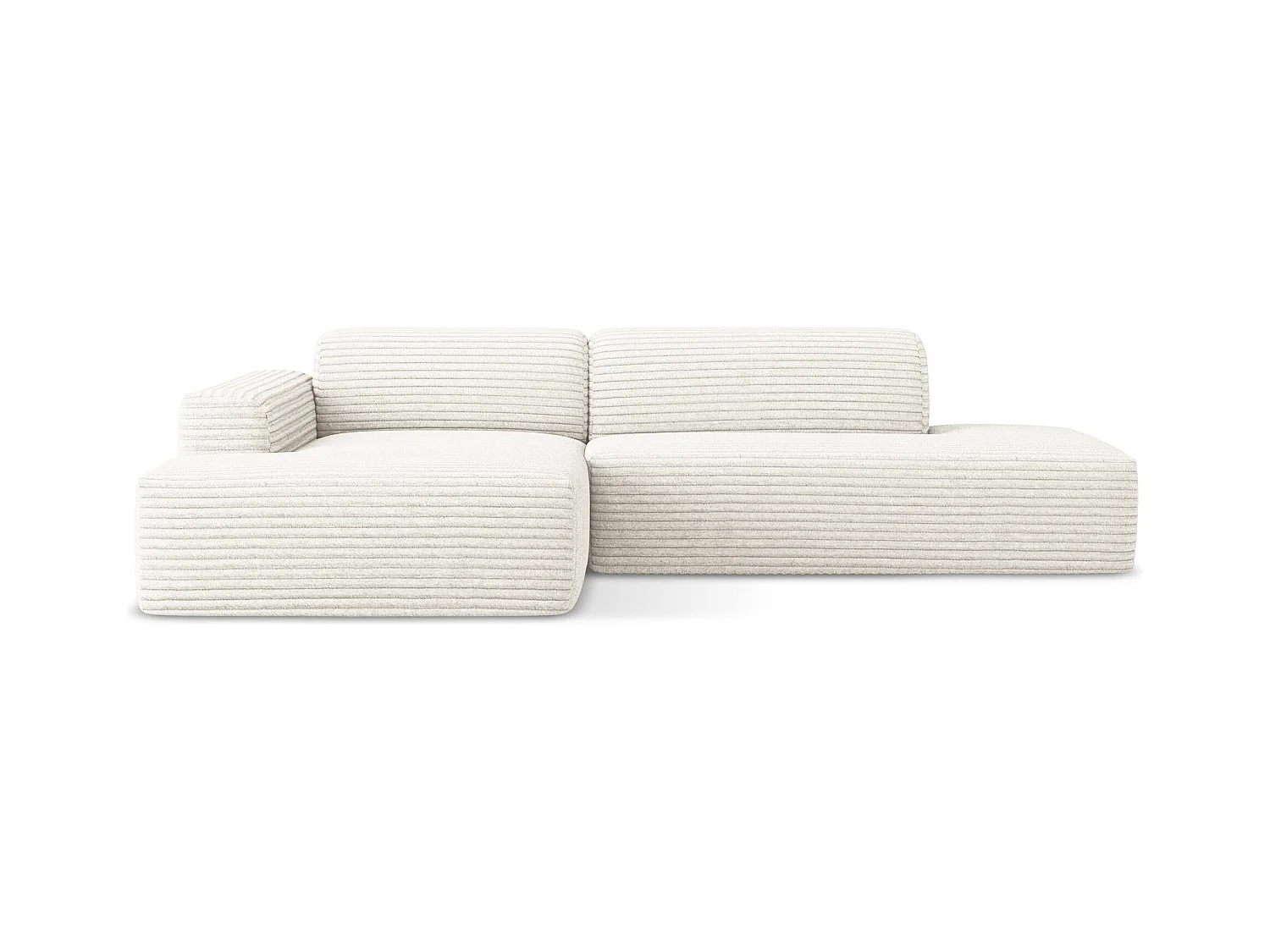 Modulaire hoekbank rechts van lichtbeige ribfluweel - KELI