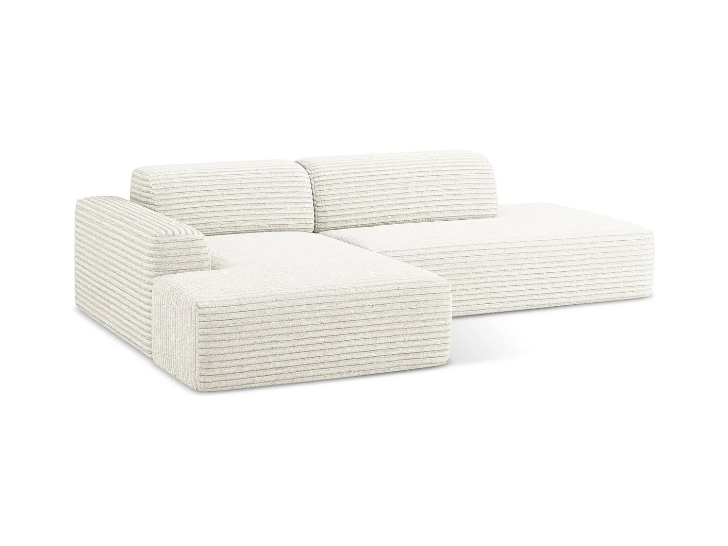 Modulaire hoekbank rechts van lichtbeige ribfluweel - KELI