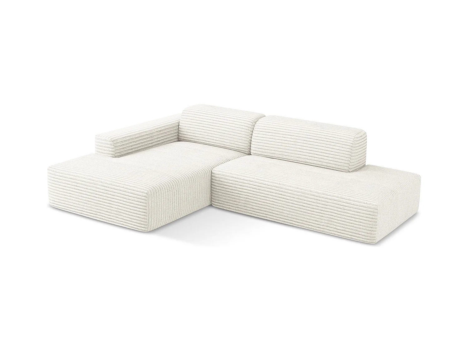 Modulaire hoekbank rechts van lichtbeige ribfluweel - KELI