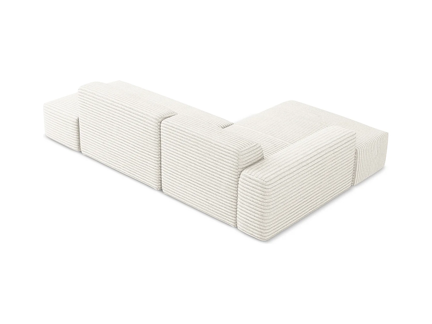 Modulaire hoekbank rechts van lichtbeige ribfluweel - KELI