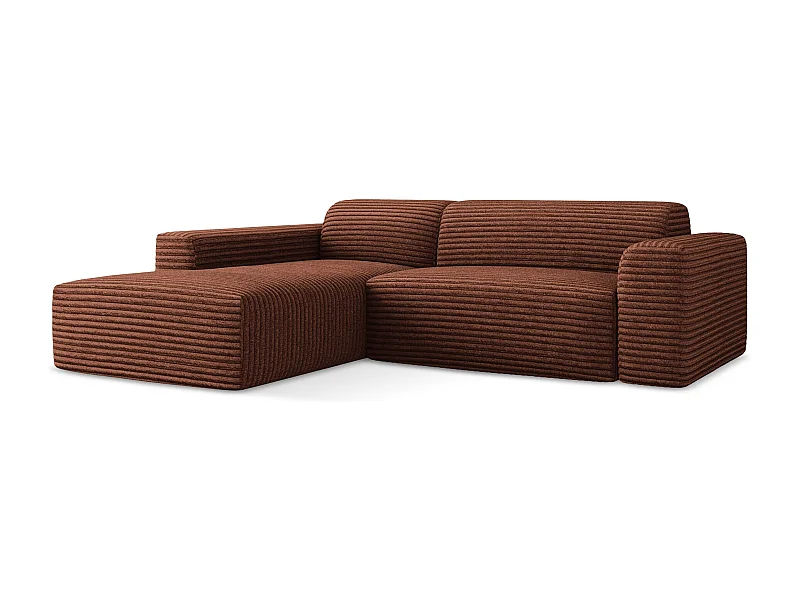 Narożnik lewostronny - z tkaniny sztruksowej - terakota - KELI