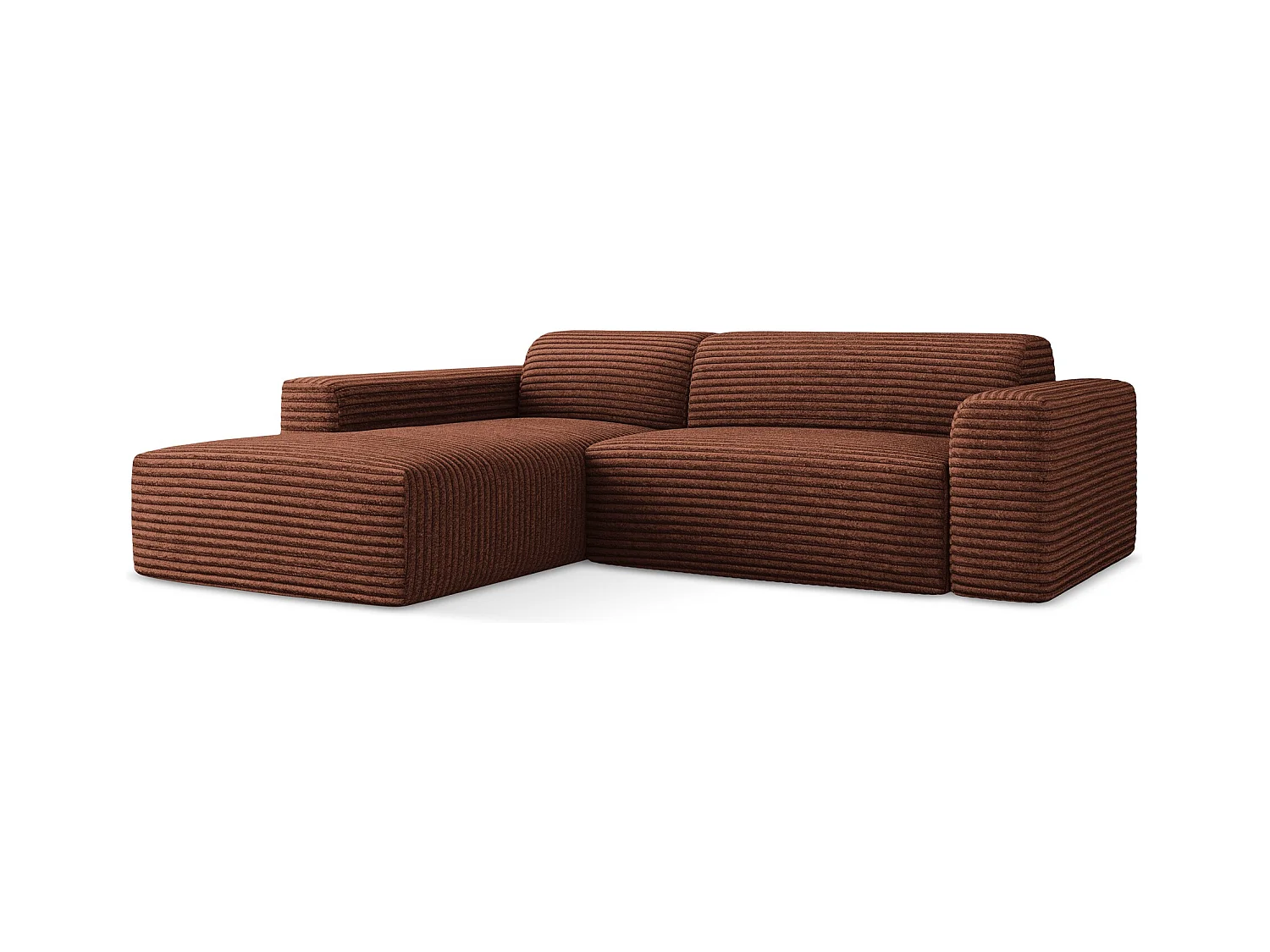 3-Sitzer Modulares Ecksofa - Ecke Links - Cord - Terrakotta - KELI