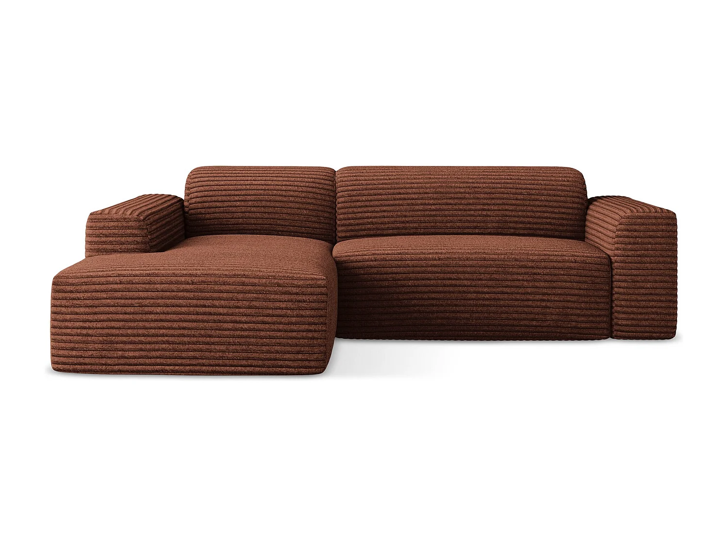 Modulaire hoekbank links van terracotta ribfluweel - KELI