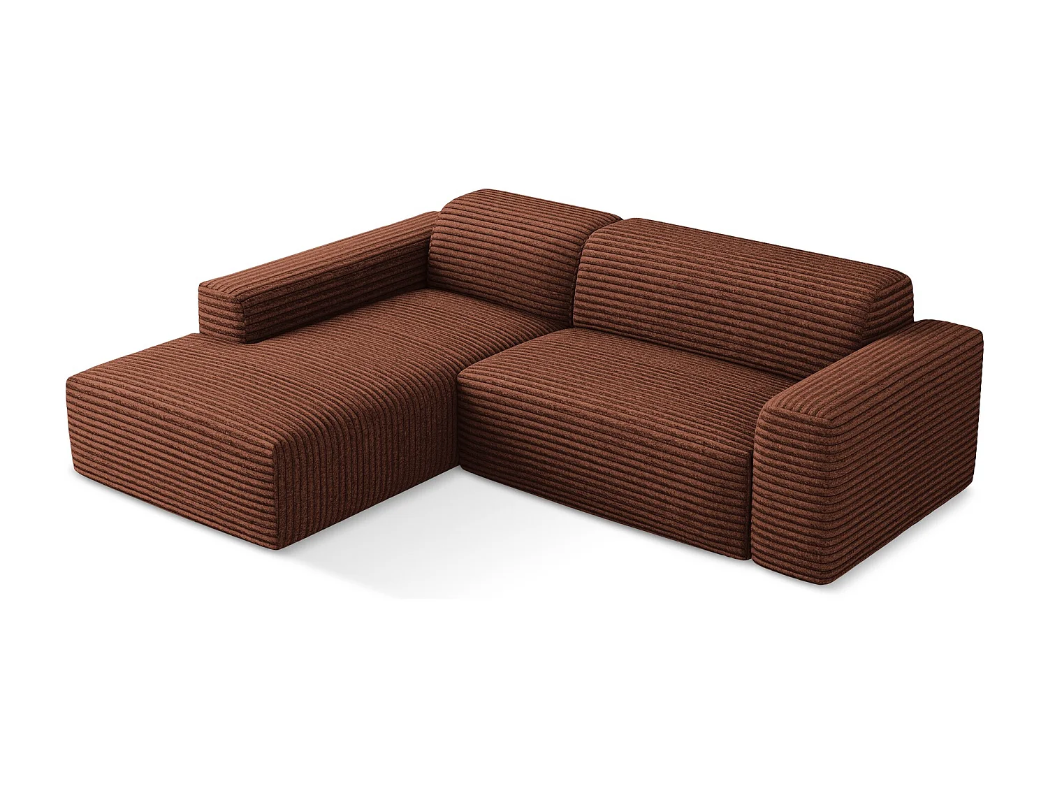 Modulaire hoekbank links van terracotta ribfluweel - KELI