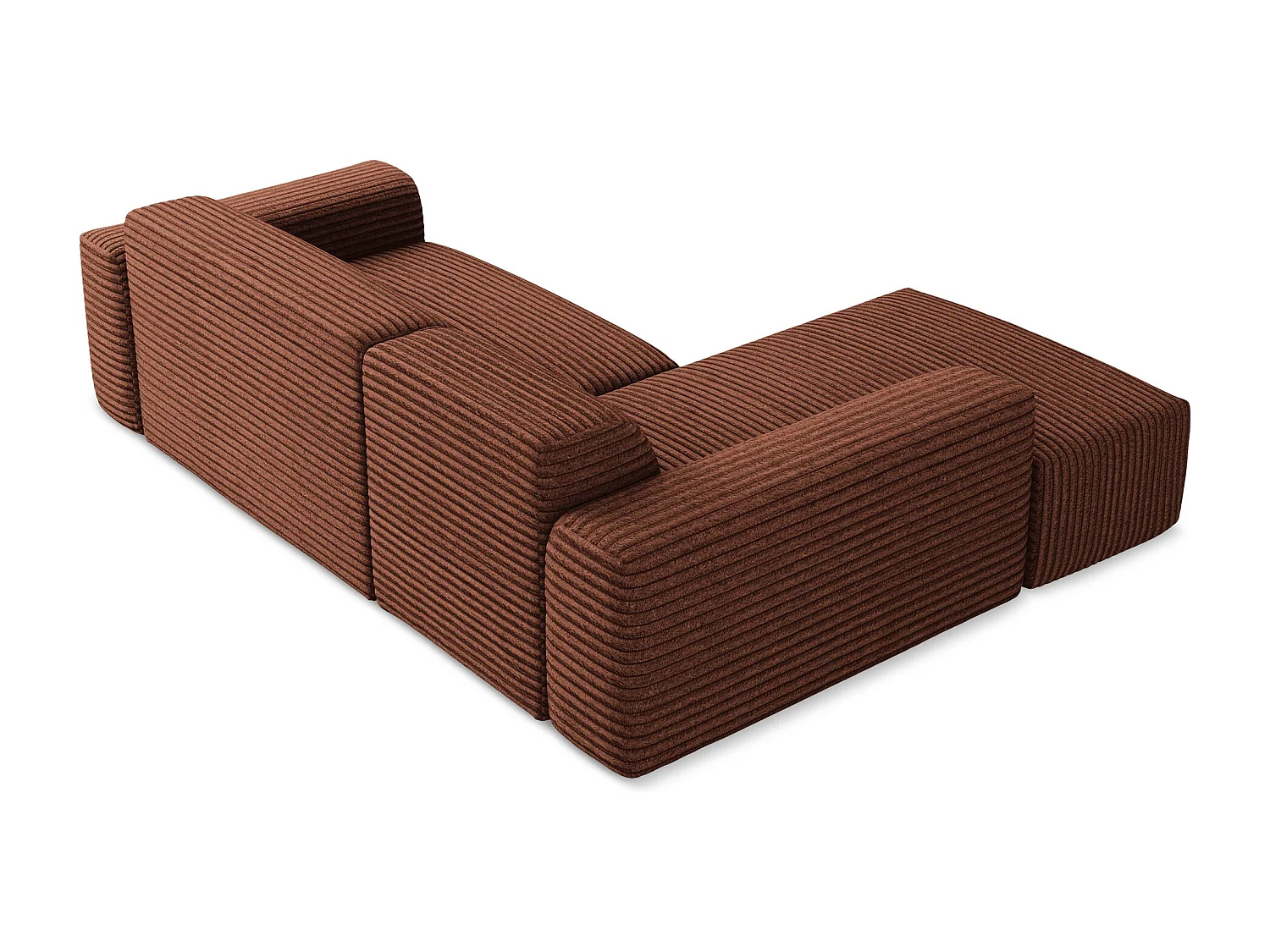 Modulaire hoekbank links van terracotta ribfluweel - KELI