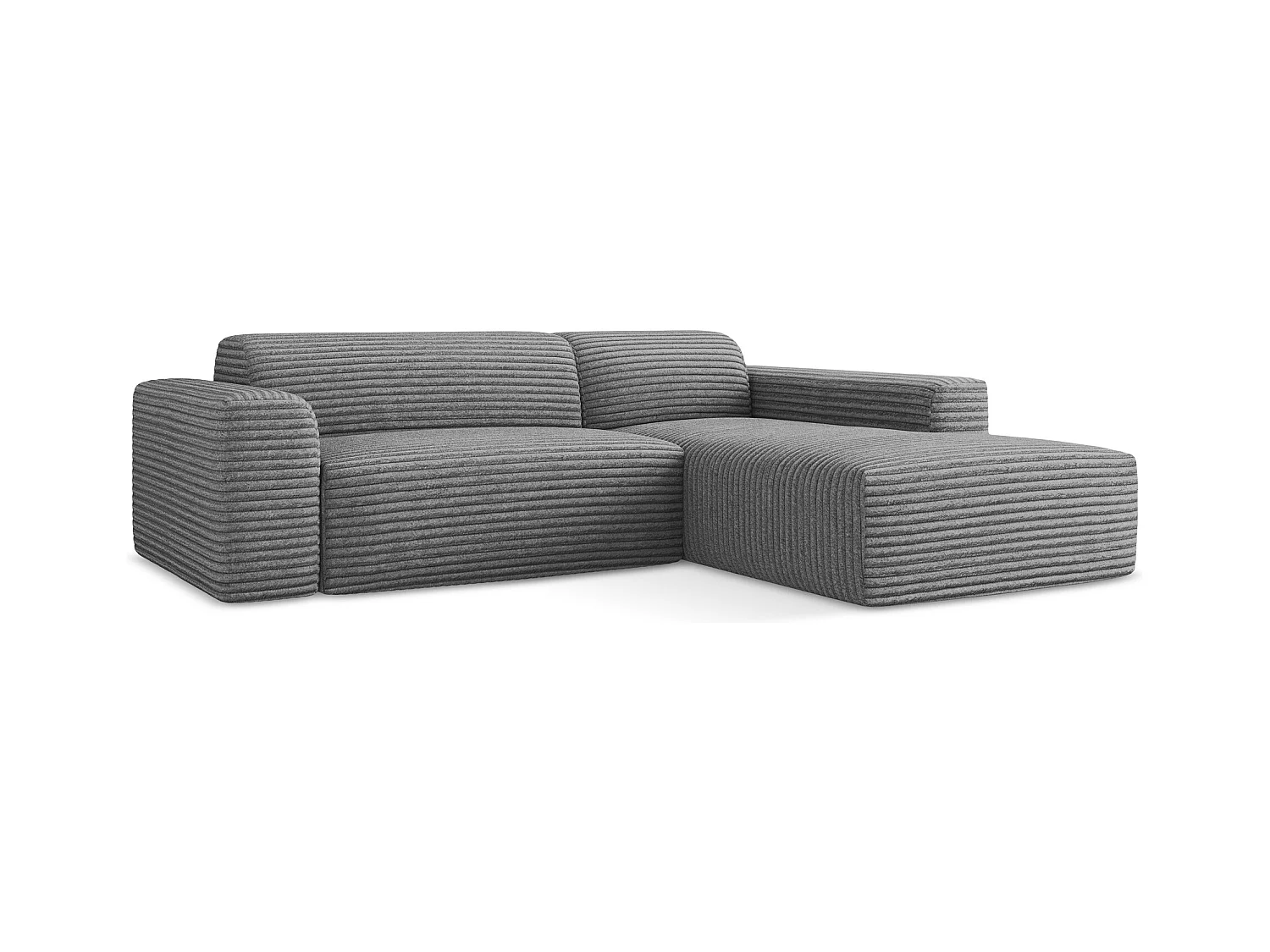 3-Sitzer Modulares Ecksofa - Ecke Rechts - Cord - Dunkelgrau - KELI