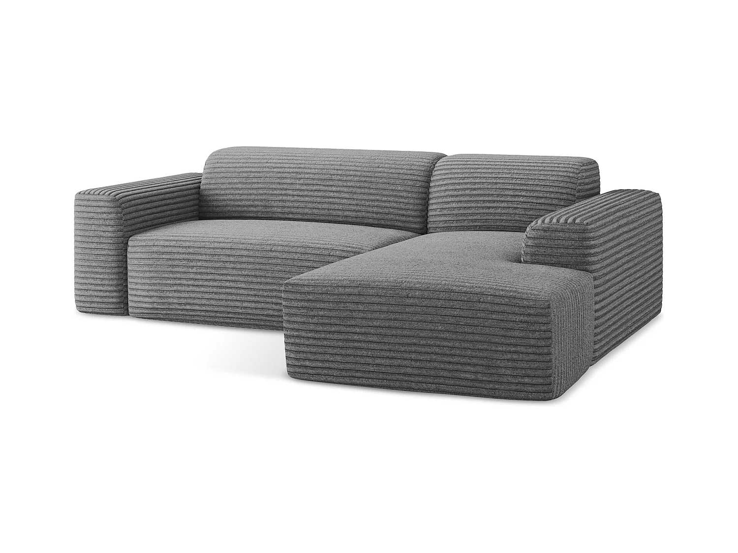 3-Sitzer Modulares Ecksofa - Ecke Rechts - Cord - Dunkelgrau - KELI
