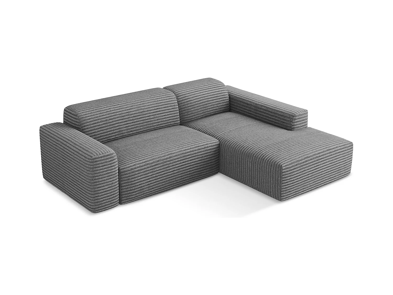 3-Sitzer Modulares Ecksofa - Ecke Rechts - Cord - Dunkelgrau - KELI