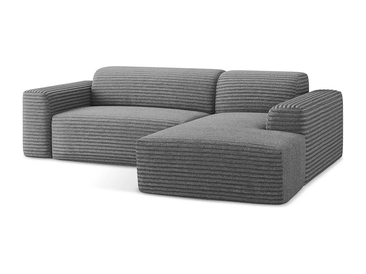 3-Sitzer Modulares Ecksofa - Ecke Rechts - Cord - Dunkelgrau - KELI